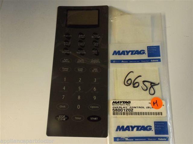 Maytag Microwave 58001202 Overlay, Control (blk) NEW IN BOX Maytag Microwave 58001202 Overlay, Control (blk) NEW IN BOX